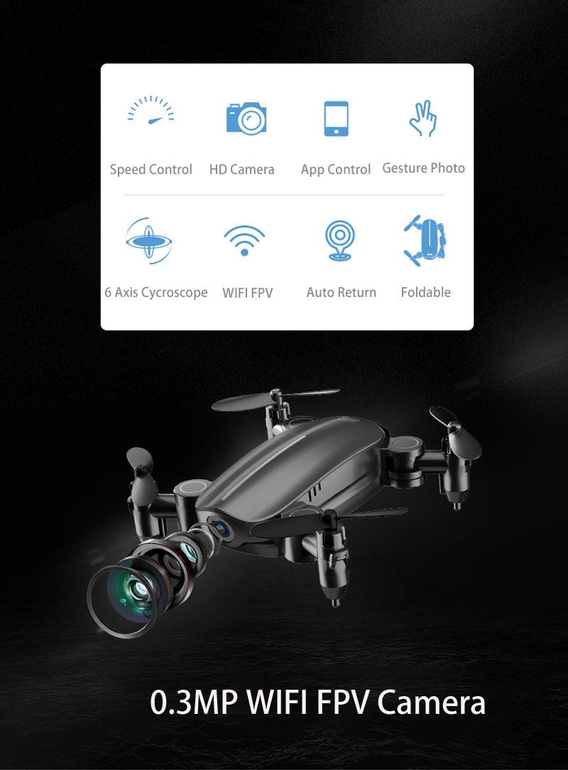 Teeggi T10 Mini Drone With Camera Foldable WiFi FPV RC Quadcopter Headless Mode Altitude Hold VS S9 Micro Pocket Selfie Dron